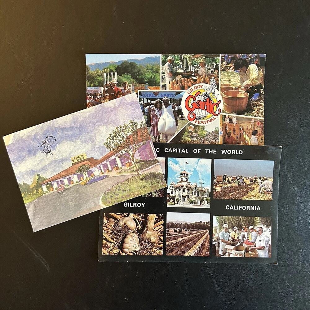 Vintage Gilroy Garlic Festival Post Cards 80s Ephemera Unused